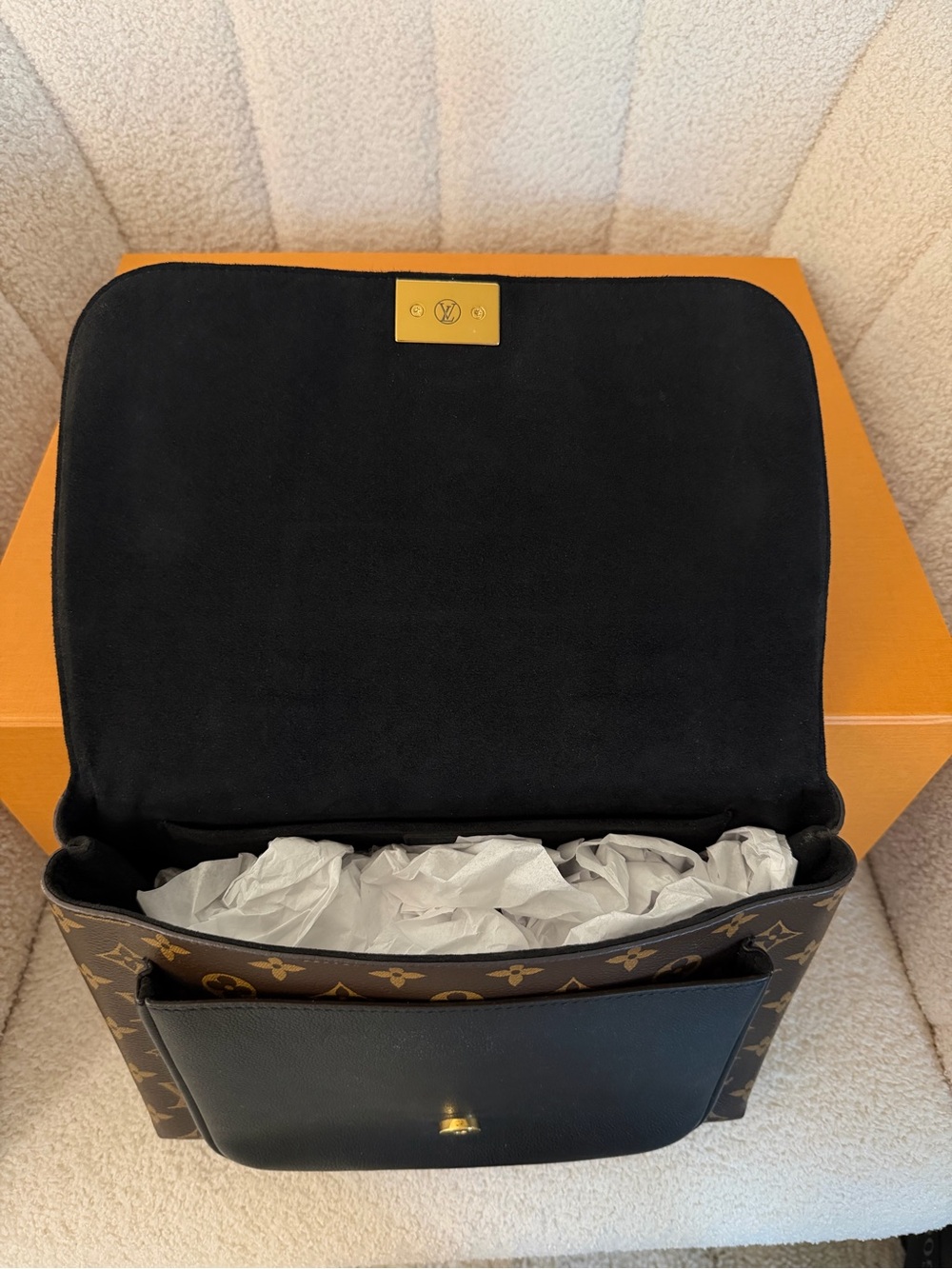 Louis Vuitton Marignan Monogram Canvas Shoulder Bag Black Leather Gold Hardware - Picture 9 of 13